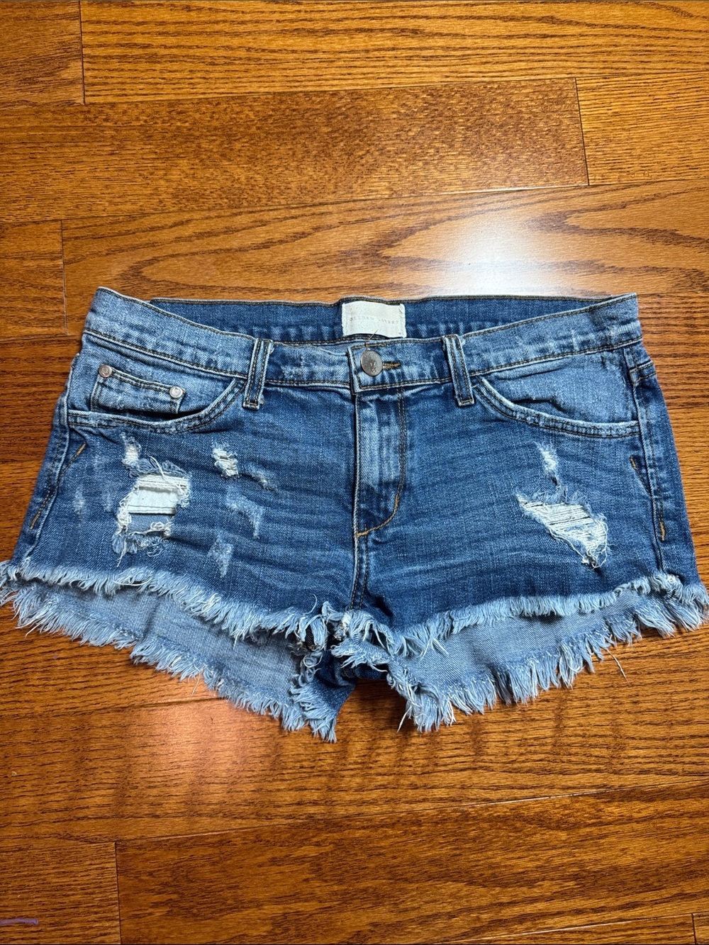 Sz 28 Gilded Intent Frayed Hem Distressed Denim Short Shorts